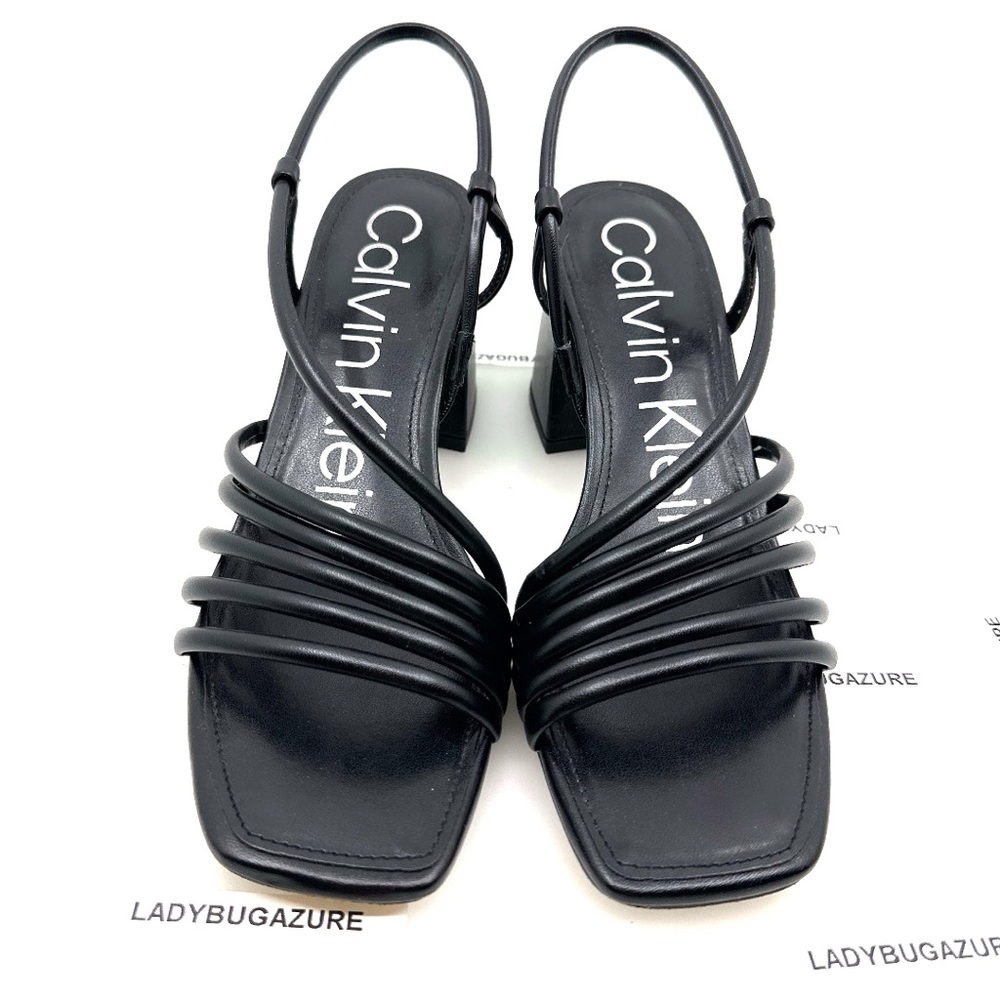 Calvin Klein Black Holand Heeled Sandals Modern Design Size 8